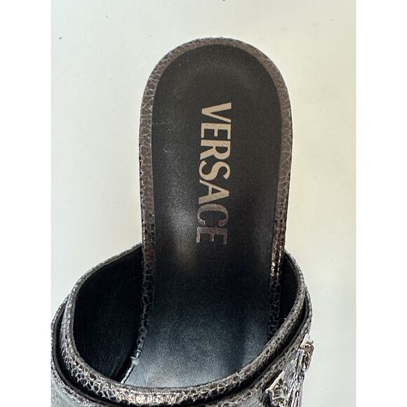 Versace Virtus Leather Black Sandals Shoes 9 US (39 Euro) Spain 1011901 NIB $990 - Picture 9 of 16